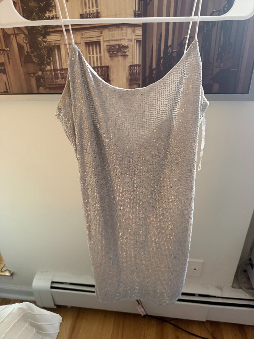 Silver/Off White Sequin mini slip dress